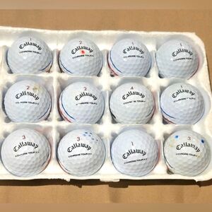 12 Callaway Chrome Tour and Chrome Tour X Triple Track white golf balls. Good-VG